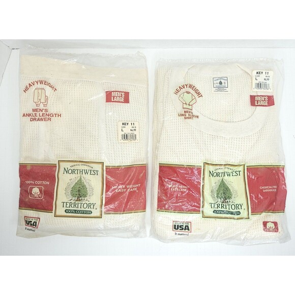 Northwest Territory Vintage Thermal Underwear Set Ivory L Shirt And Drawers USA - Picture 1 of 6